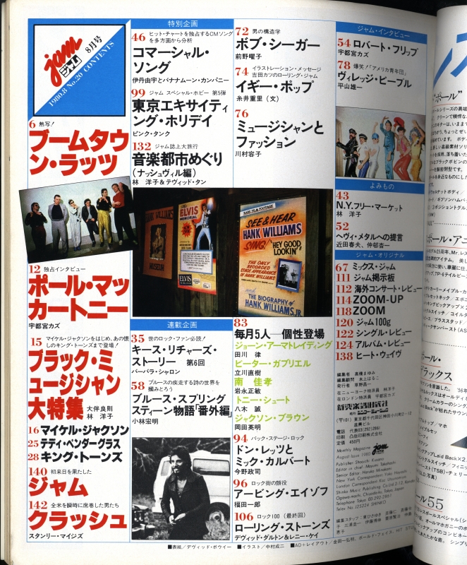 ジャム(jam) #20 1980年8月号:ポール・マッカートニー・インタビュー目次