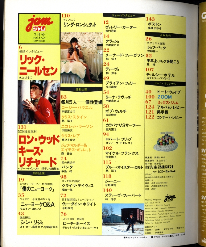 ジャム(jam) #7 1979年7月号:ニューヨークQ＆A目次