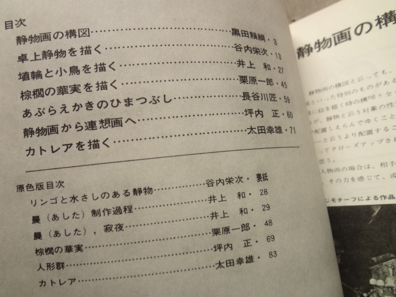 アトリエ #555 1973年5月号 静物画のプロセス目次