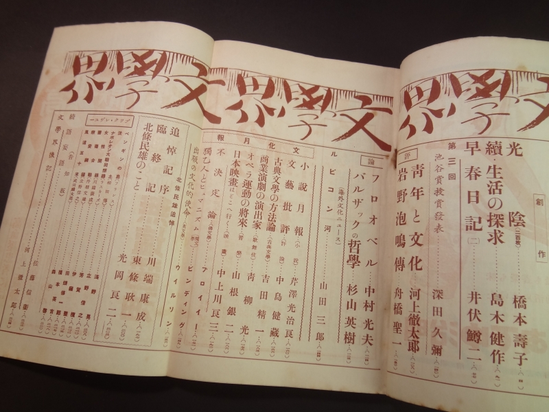 文学界 昭和13年2月号目次