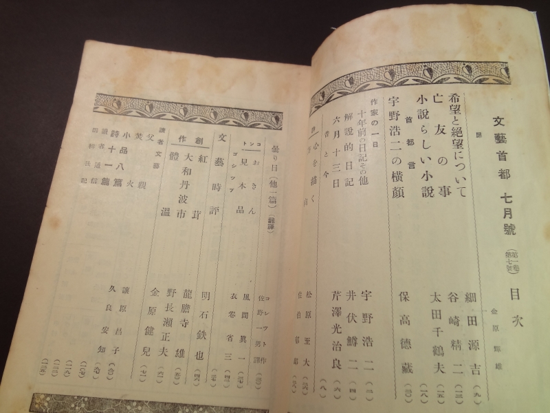 文藝首都 第1巻第7号 昭和8年7月号目次