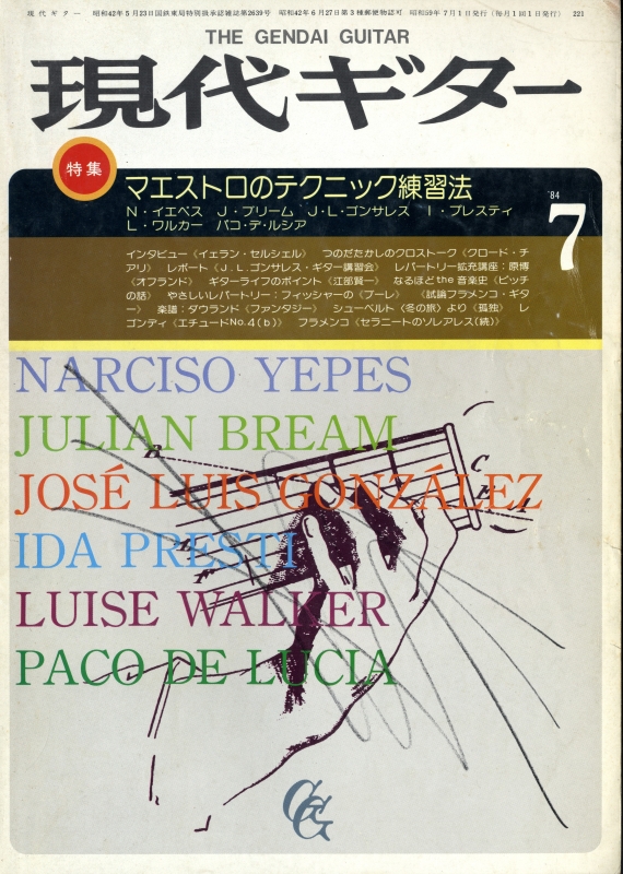 現代ギター #221 1984年7月号:マエストロのテクニック練習法_写真