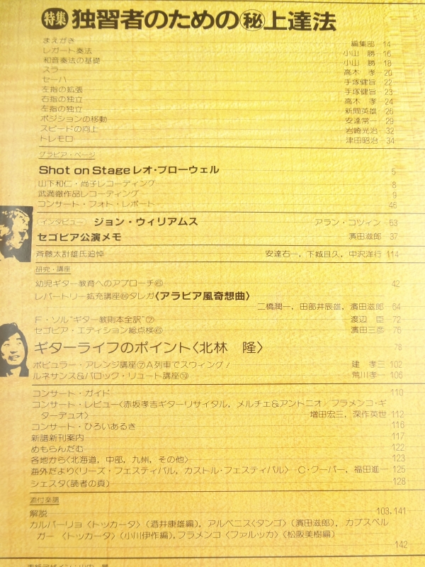 現代ギター #198 1982年10月号:独習者のためのマル秘上達法目次