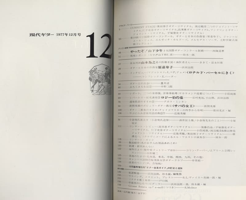 現代ギター #134 1977年12月号:やったぞ!!山下少年目次