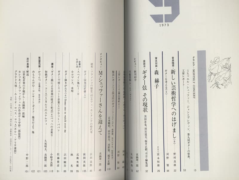 現代ギター #80 1973年9月号: M・シェッファーさんを迎えて目次