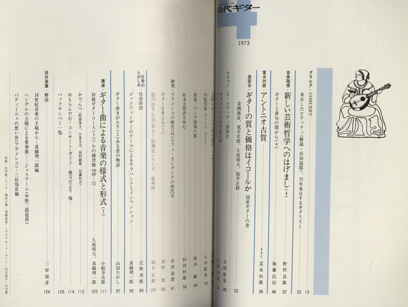 現代ギター #74 1973年4月号: ギター曲による音楽の様式と形式目次